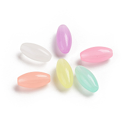 Colorful Luminous Acrylic Beads, Glow in the Dark, Oval, Colorful, 13.5x6.5mm, Hole: 1.5mm
