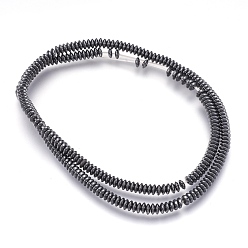 Original Color Non-magnetic Synthetic Hematite Beads Strands, Heishi Beads, Flat Round/Disc, Original Color, 4x1~1.5mm, Hole: 1mm, about 258~261pcs/strand, 15.7 inch(40cm)