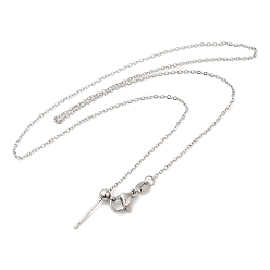 Couleur Acier Inoxydable 304 collier chaîne câble en acier inoxydable pour femme, pour la fabrication de colliers de perles, couleur inox, 17.24 pouce (43.8 cm)