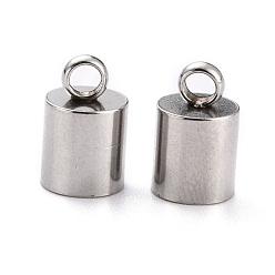 Stainless Steel Color 304 Stainless Steel Cord Ends, End Caps, Stainless Steel Color, 11x7mm, Hole: 2.5mm, Inner Diameter: 6mm
