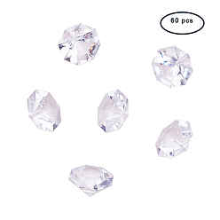 Clear Acrylic Diamond Gems Pointed Back Cabochons, Faceted, Clear, 30.1x20mm