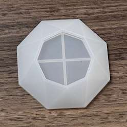 Blanco Moldes de silicona para plato de almacenamiento de octágono facetado diy, moldes de resina, para resina uv, fabricación artesanal de resina epoxi, blanco, 81x79x22 mm