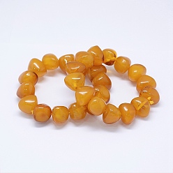 Goldenrod Resin Imitation Amber Beads Stretch Bracelets, Triangular Prism, Goldenrod, 2-1/4 inch(57mm)