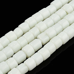 White Opaque Solid Glass Bead Strands, Column, White, 5~5.5x4~4.5mm, Hole: 1.4mm, about 95~99pcs/strand, 15.28 inch~39.3 inch(38.8~39.3cm)