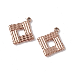 Rose Gold Ion Plating(IP) 304 Stainless Steel Pendants, Rhombus Charm, Rose Gold, 17x15.5x1.7mm, Hole: 1.2mm