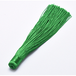 Темный Морско-зеленый Нейлон кисточки большие украшения кулон, темно-зеленый, 120x10 мм, отверстие : 5 мм