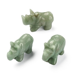 Зеленый Авантюрин Резные фигурки целебных носорогов из натурального зеленого авантюрина, статуи камней рейки для балансировки энергии медитативной терапии, 52~58x21.5~24x35~37 мм
