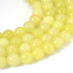 Jade Jaune  Jade naturel de citron rangées de perles rondes, 10~10.5mm, Trou: 1.2mm, Environ 36 pcs/chapelet, 15.5 pouce