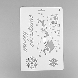 Blanc Gabarit de dessin en plastique de noël créatif, Compagnie de règles creuses, pour scrapbooking diy, blanc, 25.9x17.2 cm