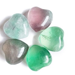Fluorine Pierres de guérison naturelles en fluorite, coeur amour pierres, pierres de poche pour l'équilibrage du reiki, 15x15x10mm