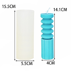 Blanc Moules en silicone pour bougies de forme géométrique bricolage, moules de résine, pour la résine UV, fabrication artisanale de résine époxy, blanc, 5.5x15.5 cm, produit fini: 4x14.1 cm