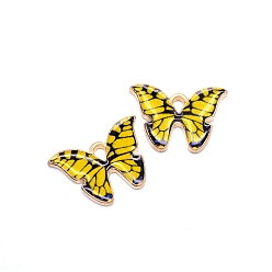 Jaune Pendentifs en émail , charmes de papillon, or et de lumière, jaune, 21x15mm