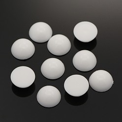 White Half Round Acrylic Cabochons, White, 18x7mm, about 200pcs/bag