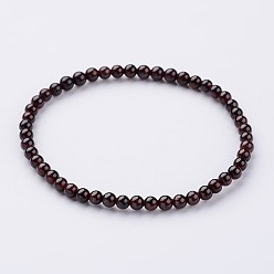 Grenat Bracelets extensibles en perles de grenat naturel, avec du fil de fibre élastique, 2-1/4 pouces (55 mm)