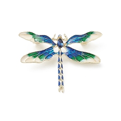 Blue Dragonfly Enamel Pin, Golden Alloy Badge for Backpack Clothes, Blue, 32.5x45x8.5mm, Pin: 0.7mm