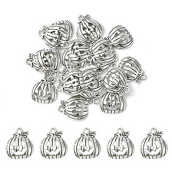 Plata Antigua 20 colgantes de aleación de jack-o'-lantern de calabaza de halloween de estilo tibetano, sin plomo y el cadmio, plata antigua, 18x16x3 mm, agujero: 1.8 mm