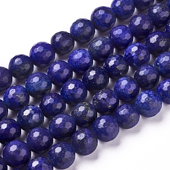 Lapis Lazuli Lapis-lazuli, brins de perles naturels , teint, facette, ronde, 10mm, Trou: 1mm, Environ 37 pcs/chapelet, 14.9 pouces ~ 15.1 pouces