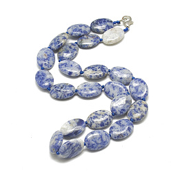 Blue Spot Jasper Natural Blue Spot Jasper Beaded Necklaces, with Alloy Lobster Clasps, Oval, 18.8 inch~19.2  inch(48~49cm), Oval: 18x13x5.5mm.