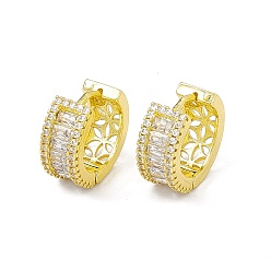 Claro Arracadas rectangulares con circonitas cúbicas, joyas de latón chapado en oro real 18k para mujer, sin plomo y cadmio, Claro, 15x17.5x7 mm, pin: 1.1 mm