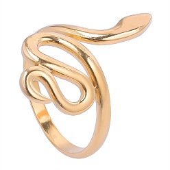 Golden 201 Stainless Steel Snake Wrap Open Cuff Ring for Women, Golden, US Size 8(18.1mm)