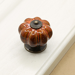 Dark Orange Porcelain Drawer Knob, with Alloy Findings and Screws, Cabinet Pulls Handles for Kitchen Cupboard Door and Bathroom Drawer Hardware, Pumpkin, Dark Orange, 40x40mm