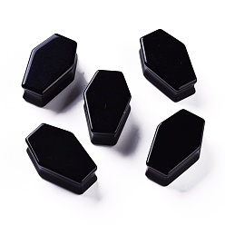 Obsidienne Perles noires obsidienne naturelles, cercueil, pas de trous / non percés, pour création de fil enroulé pendentif , 33x21x12mm