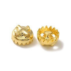 Real 24K Gold Plated Multi-Petal Brass Bead Cap, Lead Free & Cadmium Free, Column, Real 24K Gold Plated, 6x3mm, Hole: 0.7mm
