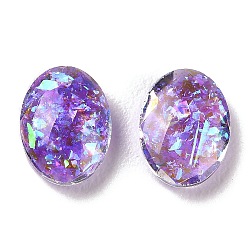 Dark Orchid Resin Imitation Opal Cabochons, Single Face Faceted, Oval, Dark Orchid, 8x6x3mm
