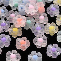 Mixed Color Transparent Acrylic Beads, Frosted, Bead in Bead, Flower, Mixed Color, 12x12.5x6mm, Hole: 2.5mm, about 893pcs/500g
