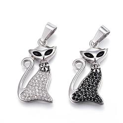 Mixed Color 316 Surgical Stainless Steel Pendants, with Rhinestone, Fox, Mixed Color, 32.5x17x4mm, Hole: 9x4.5mm