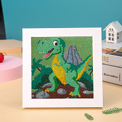 Dinosaur Kits de cadre photo de peinture au diamant diy, y compris éponge, strass de résine, stylo collant diamant, plaque de plateau et pâte à modeler, motif de dinosaure, 150x150mm
