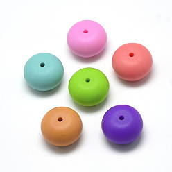 Mixed Color Food Grade Eco-Friendly Silicone Beads, Chewing Beads For Teethers, DIY Nursing Necklaces Making, Rondelle, Mixed Color, 14x8mm, Hole: 3mm