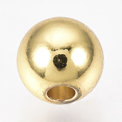 Золотой Латунные бусины, круглые, золотые, 8 мм, отверстие : 1.6~1.8 мм