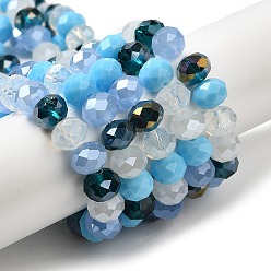 Bleu Ciel Clair Chapelets de perles en verre, facette, rondelle, lumière bleu ciel, 8x6mm, Trou: 1mm, Environ 65~68 pcs/chapelet, 15.7~16.1 pouce (40~41 cm)