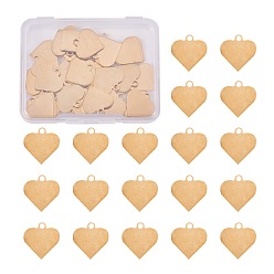 Golden 304 Stainless Steel Pendants, Stamping Blank Tag Pendant, Heart, Golden, 15.5x16x0.7mm, Hole: 1.5mm,  30pcs/box
