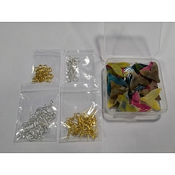 Mixed Color Olycraft DIY Dangle Earring Making Kits, 24Pcs 6 Colors Whale Tail Shape Cellulose Acetate(Resin) Pendants, Iron Jump Rings & Earring Hooks, Mixed Color, 26~26.5x26.5x2.5mm, Hole: 1mm