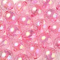Plum UV Plating Transparent Rainbow Iridescent Acrylic Beads, Bubble Beads, Round, Plum, 15~15.5x15.5~16mm, Hole: 2.6~2.7mm