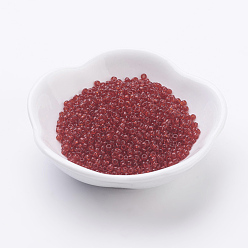 Crimson Glass Seed Beads, Transparent, Round, Round Hole, Crimson, 8/0, 3mm, Hole: 1mm, about 1111pcs/50g, 50g/bag, 18bags/2pounds