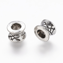 Antique Silver Tibetan Style Alloy Beads, Lead Free and Cadmium Free, Column, Antique Silver, 5x7mm, Hole: 4mm
