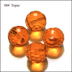 Orange Imitations de perles de cristal autrichien, grade de aaa, à facettes (96 facettes), ronde, orange, 8mm, Trou: 0.9~1mm