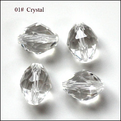 Clair Imitations de perles de cristal autrichien, grade de aaa, facette, ovale, clair, 8x6mm, Trou: 0.7~0.9mm
