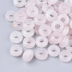 Quartz Rose Naturel a augmenté de perles européennes de quartz, Perles avec un grand trou   , rondelle, 10x4.5mm, Trou: 4mm