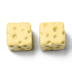 Caqui Claro Perlas de imitación de comida de resina opaca, queso, por medio perforó perlas, caqui claro, 12x12x11 mm, agujero: 1.8 mm