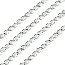 Stainless Steel Color 304 Stainless Steel Twisted Chains, Curb Chains, Soldered, with Spool, Stainless Steel Color, 4.5~5x2.5x0.5mm, about 32.8 Feet(10m)/roll
