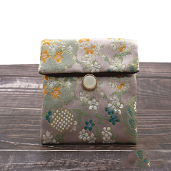 Color Canela Bolsas de embalaje de joyería de satén de estilo chino, bolsas de regalo, Rectángulo, bronceado, 10x9 cm