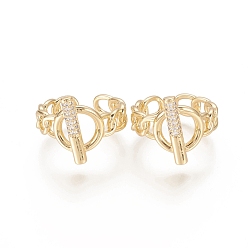 Золотой Латунные кольца из манжеты с прозрачным цирконием, открытые кольца, долговечный, застежка и цепочка, золотые, Размер 8, внутренний диаметр: 18 мм