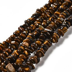 Œil De Tigre Chapelets de perles oeil de tigre naturelles, nuggets, 2x7mm, Trou: 1mm, Environ 94 pcs/chapelet, 15.55'' (39.5 cm)