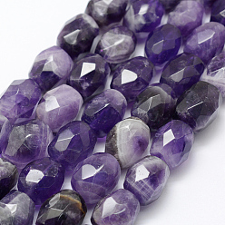 Amethyst Natural Amethyst Beads Strands, Faceted, Column, 12~20x10~16mm, Hole: 1mm, about 21~23pcs/strand, 15.3 inch(39cm)