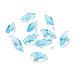 Azul Cielo Perlas de vidrio transparentes, facetados, bicono, luz azul cielo, 16x8 mm, agujero: 1 mm