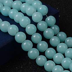 Pale Turquoise Imitation Jade Glass Beads Strands, Spray Painted, Round, Pale Turquoise, 4mm, Hole: 1.1~1.3mm, about 200pcs/strand, 31.4 inch